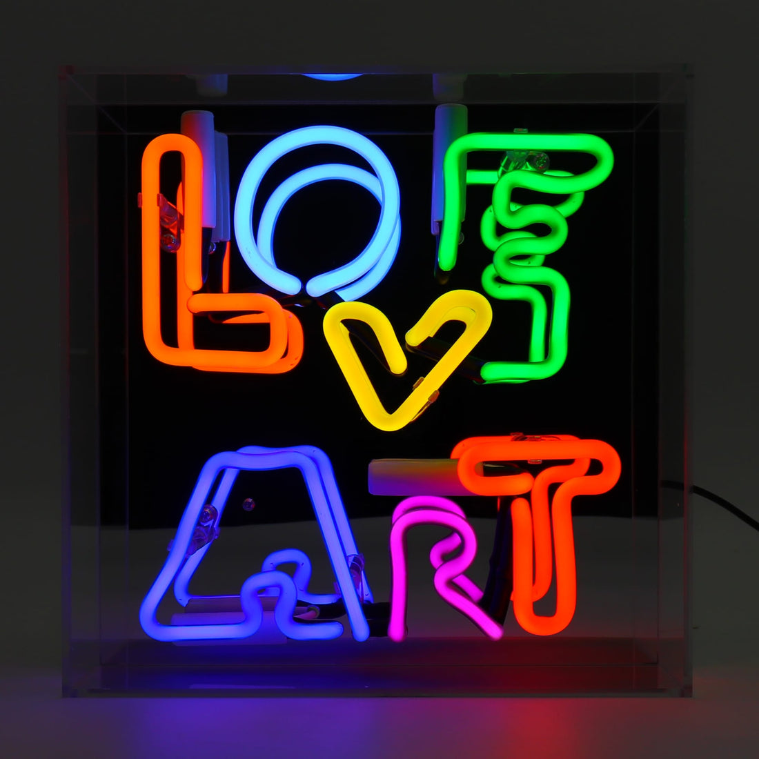 'Love Art' Glass Neon Box Sign