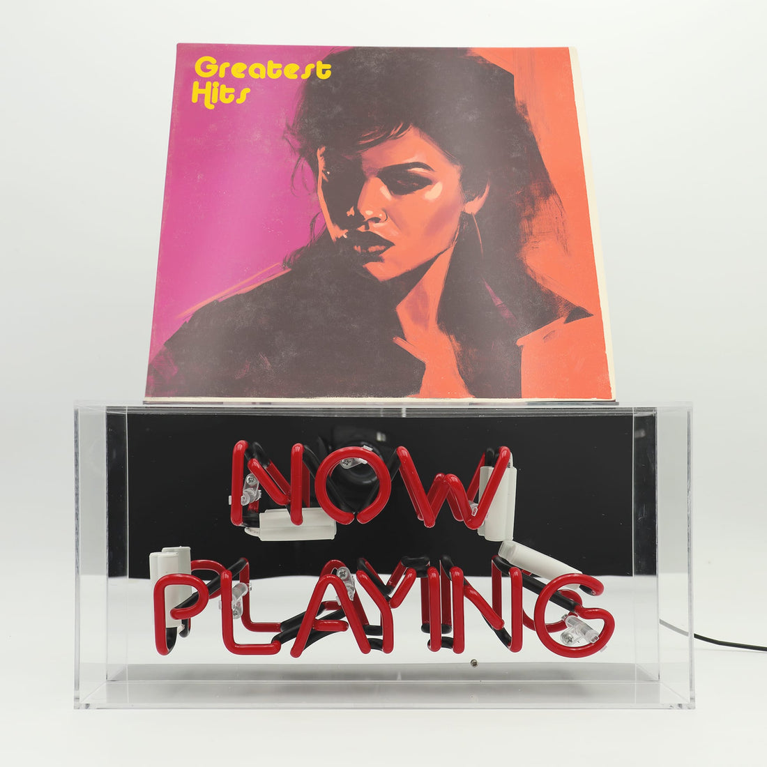 'Now Playing' Glass Neon Box Sign