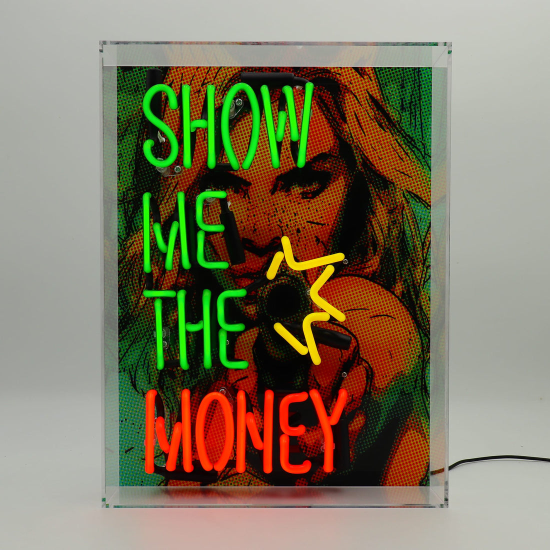 'Show me the Money' Glass Neon Box Sign