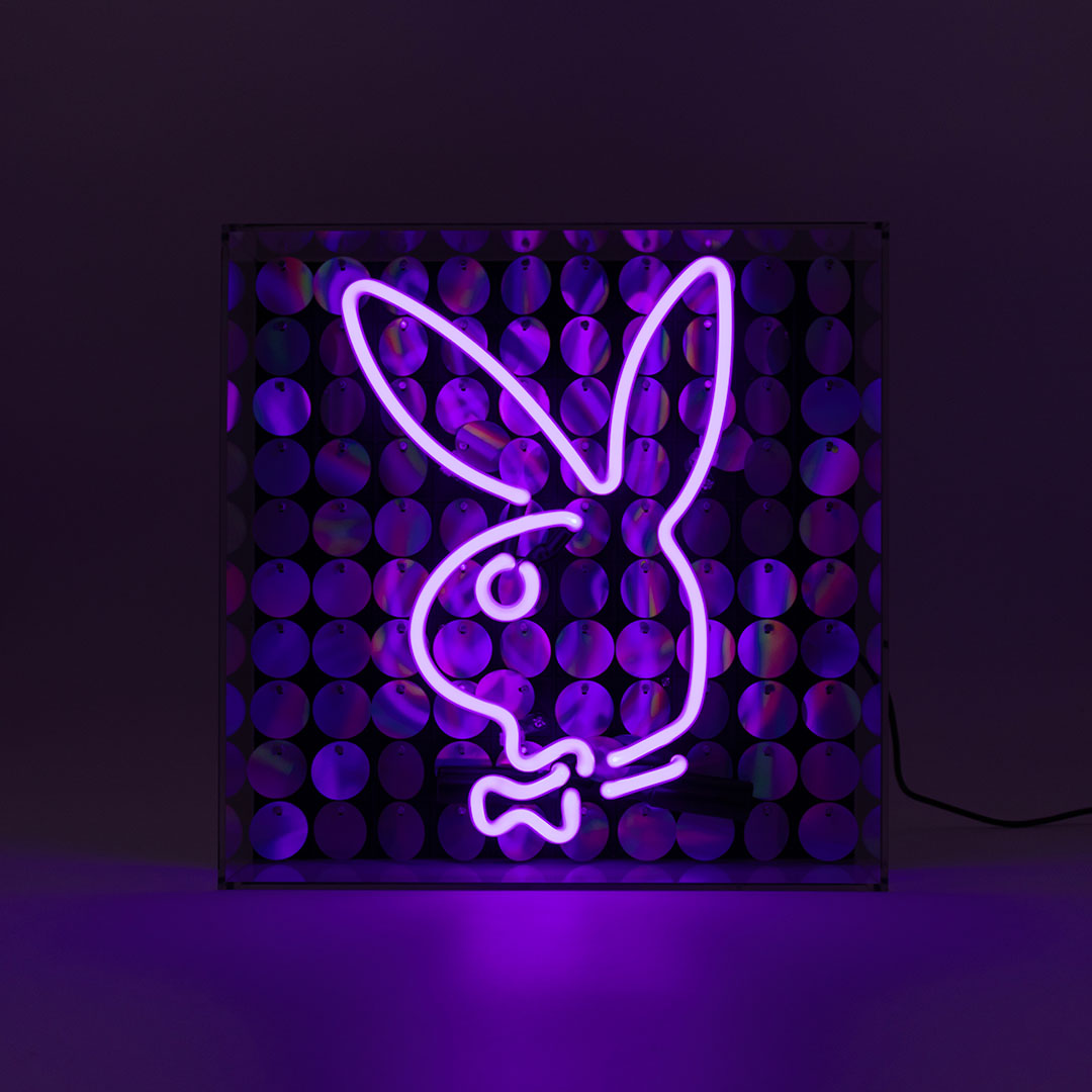 Playboy X Locomocean - Disco Bunny - Glass Neon Box Sign (Pre