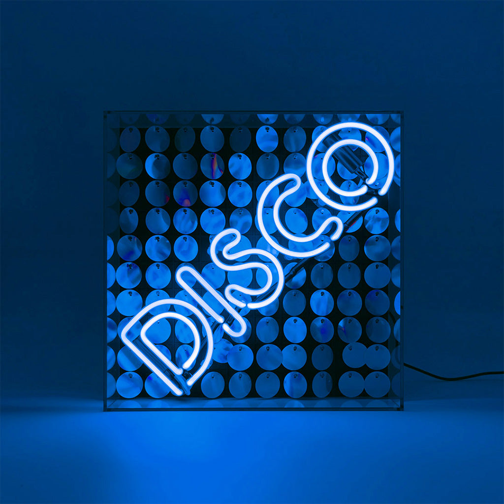 'Disco' Glass Neon Sign with Sequins