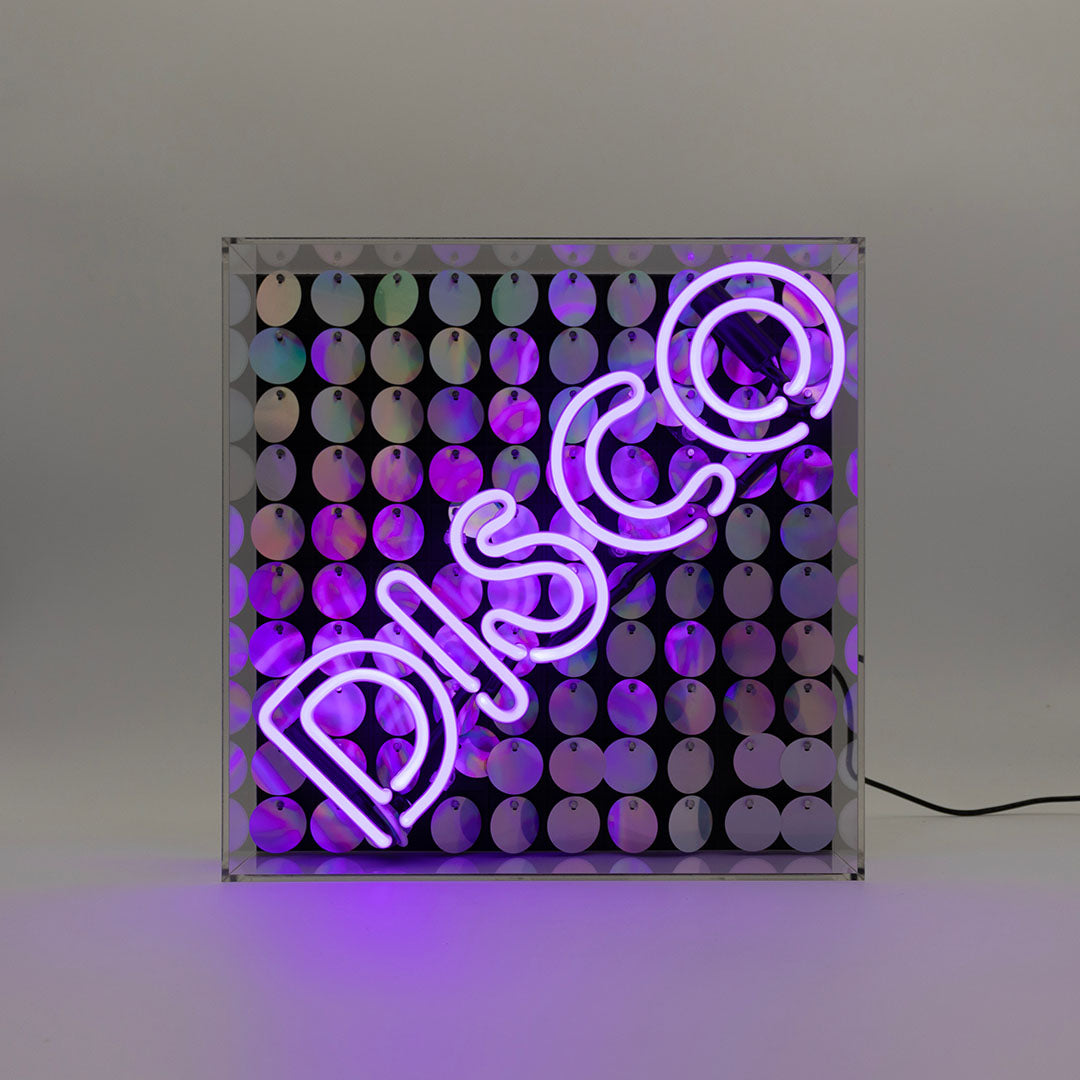 'Disco' Glass Neon Sign with Sequins