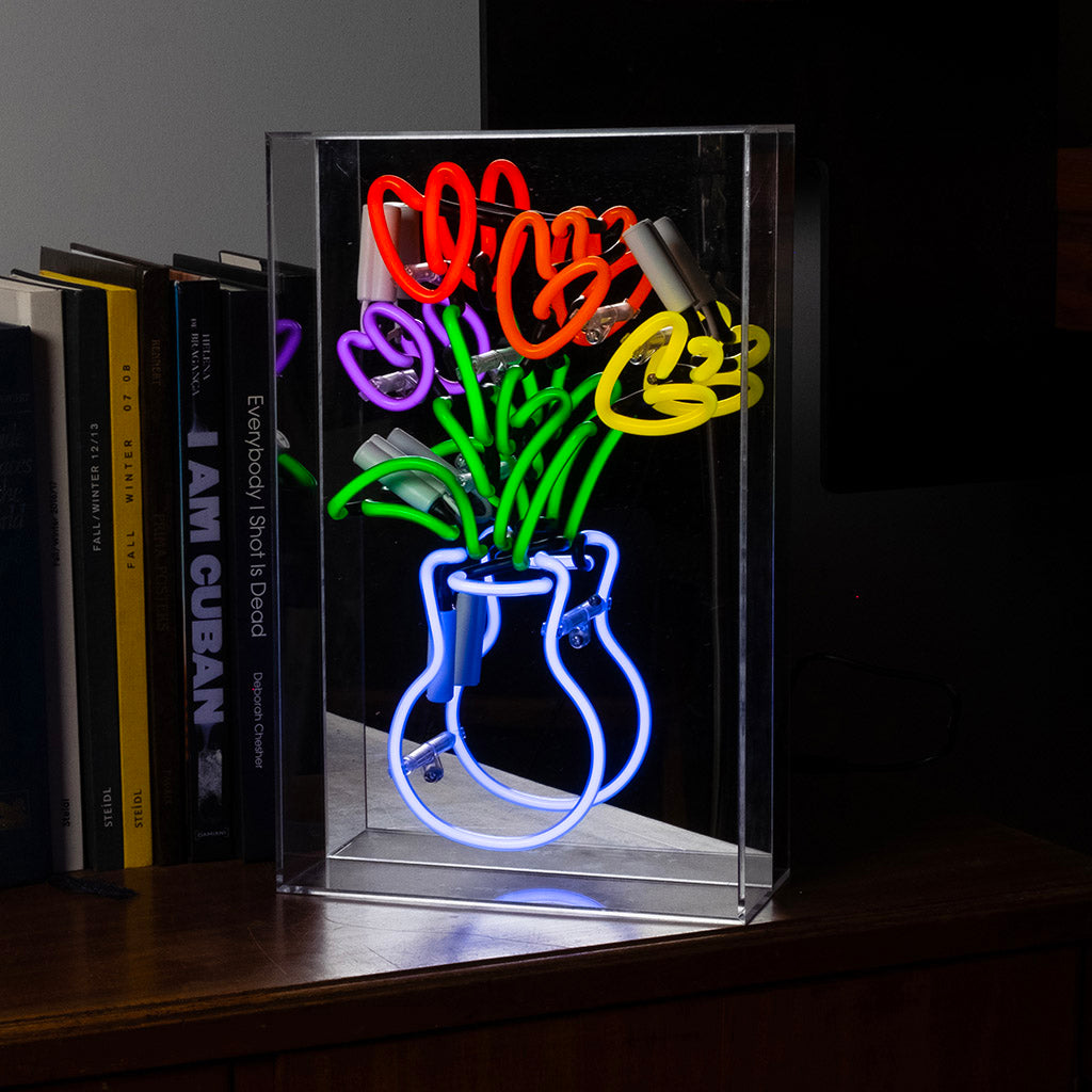'Vase of Tulips' Glass Neon Sign