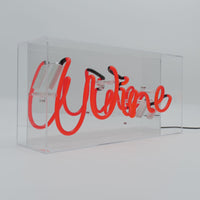 'Wine' Glass Neon Box Sign