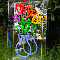 'Vase of Tulips' Glass Neon Sign