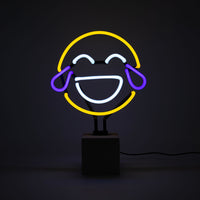 Neon 'Laugh Emoji' Sign