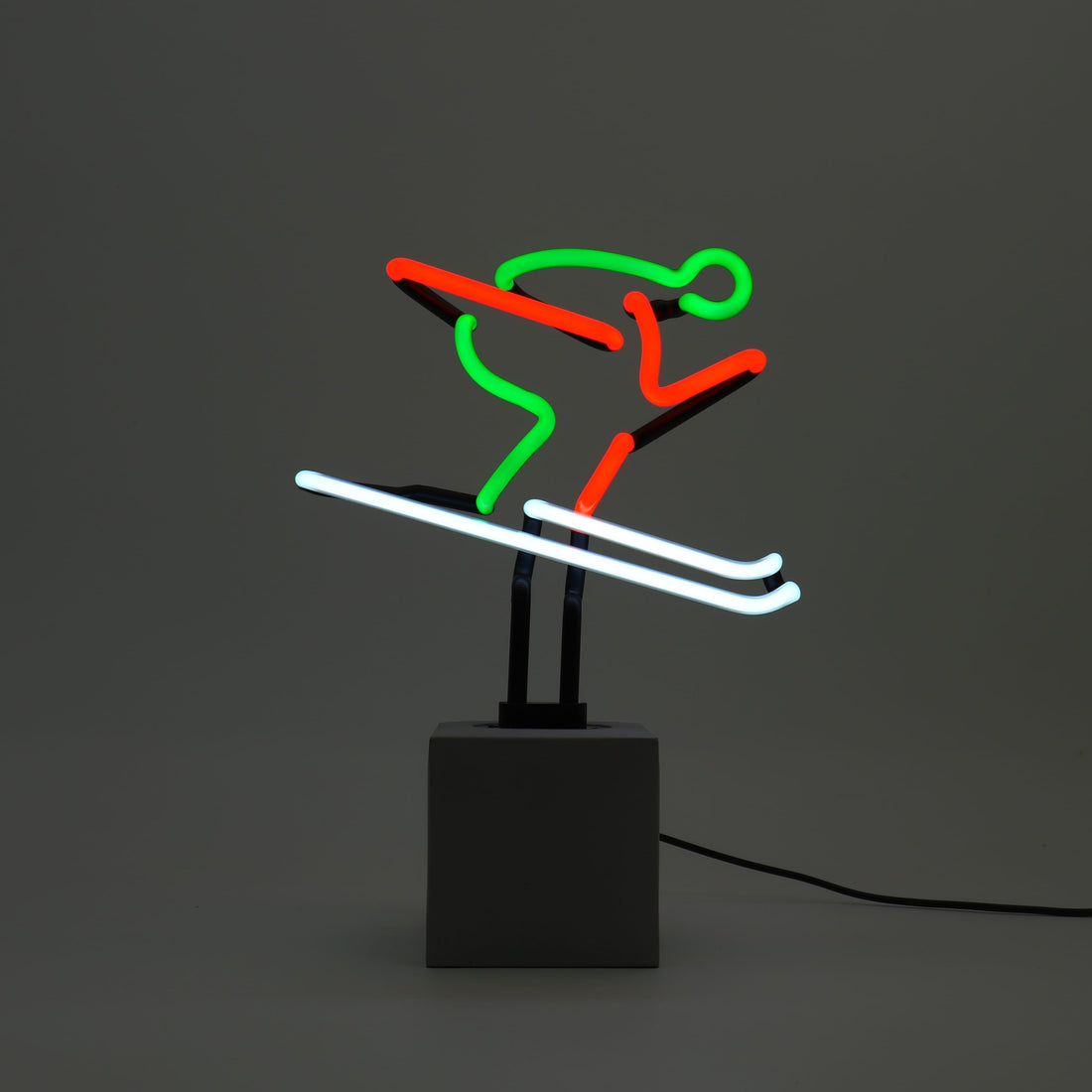 Neon 'Skiing Sign - Red, Green & White