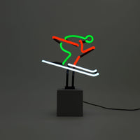 Neon 'Skiing Sign - Red, Green & White