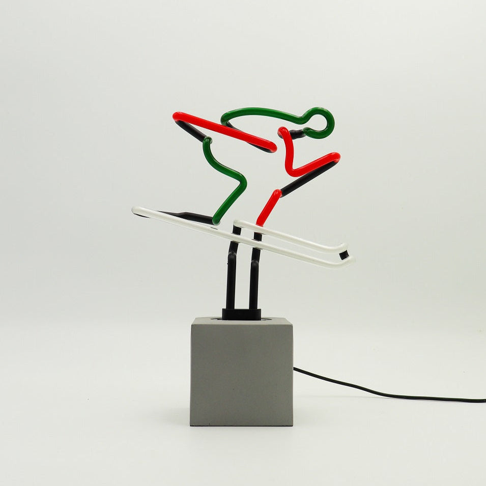 Neon 'Skiing Sign - Red, Green & White
