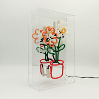 'Flowers in Pot' Glass neon Sign