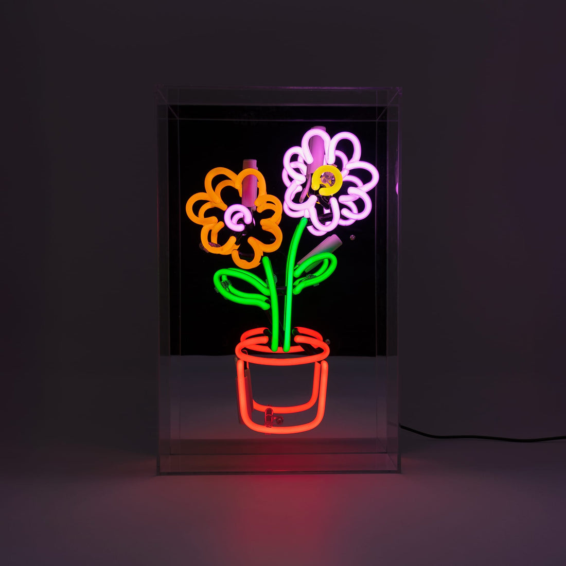 'Flowers in Pot' Glass neon Sign