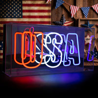 Letrero de neón de vidrio 'USA'