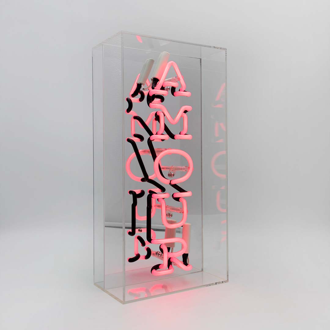 'Amour' Glass Neon Sign