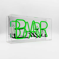 'Bar' Glass Neon Sign - GREEN