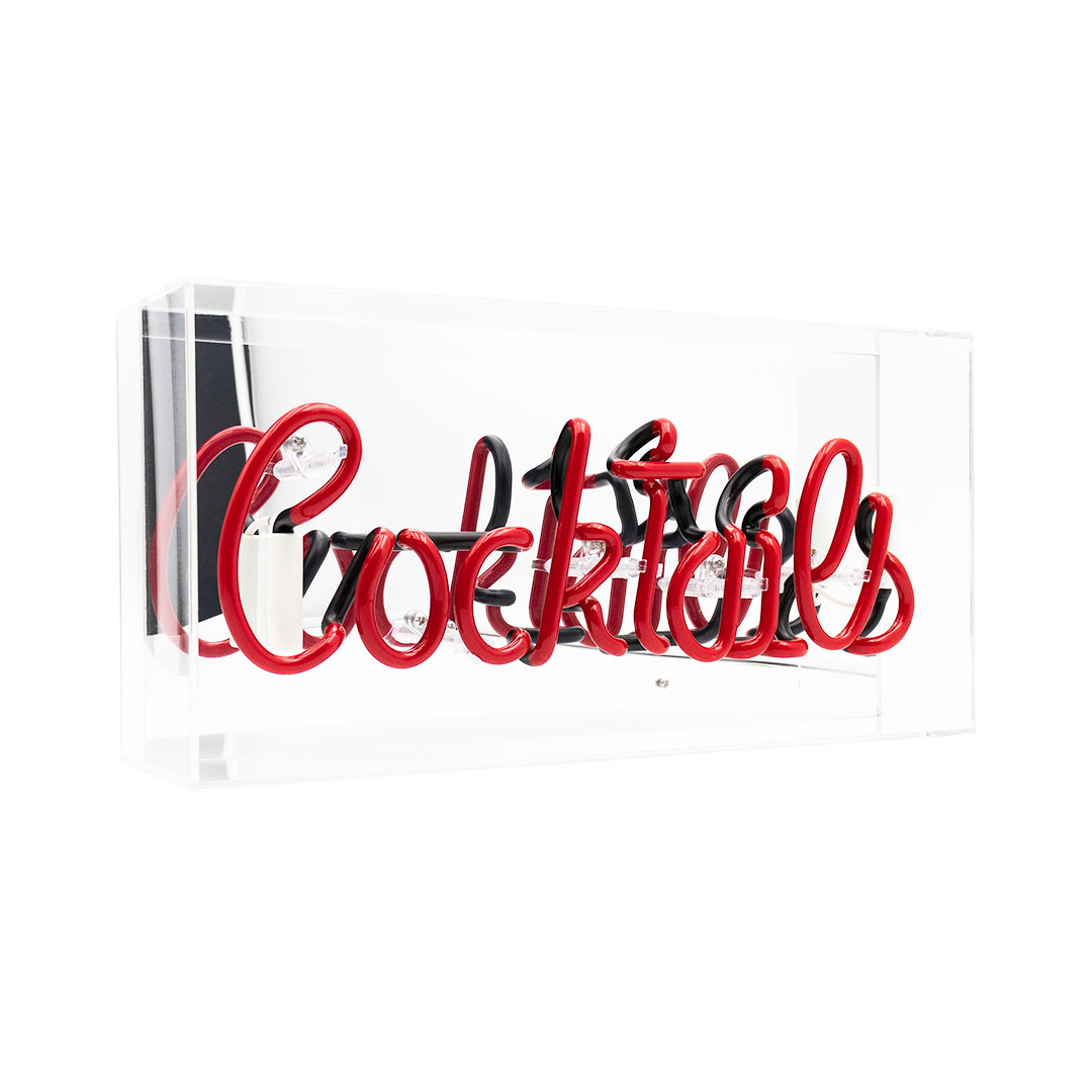 Red 'Cocktails' Acrylic Box Neon Light