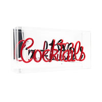 Red 'Cocktails' Acrylic Box Neon Light