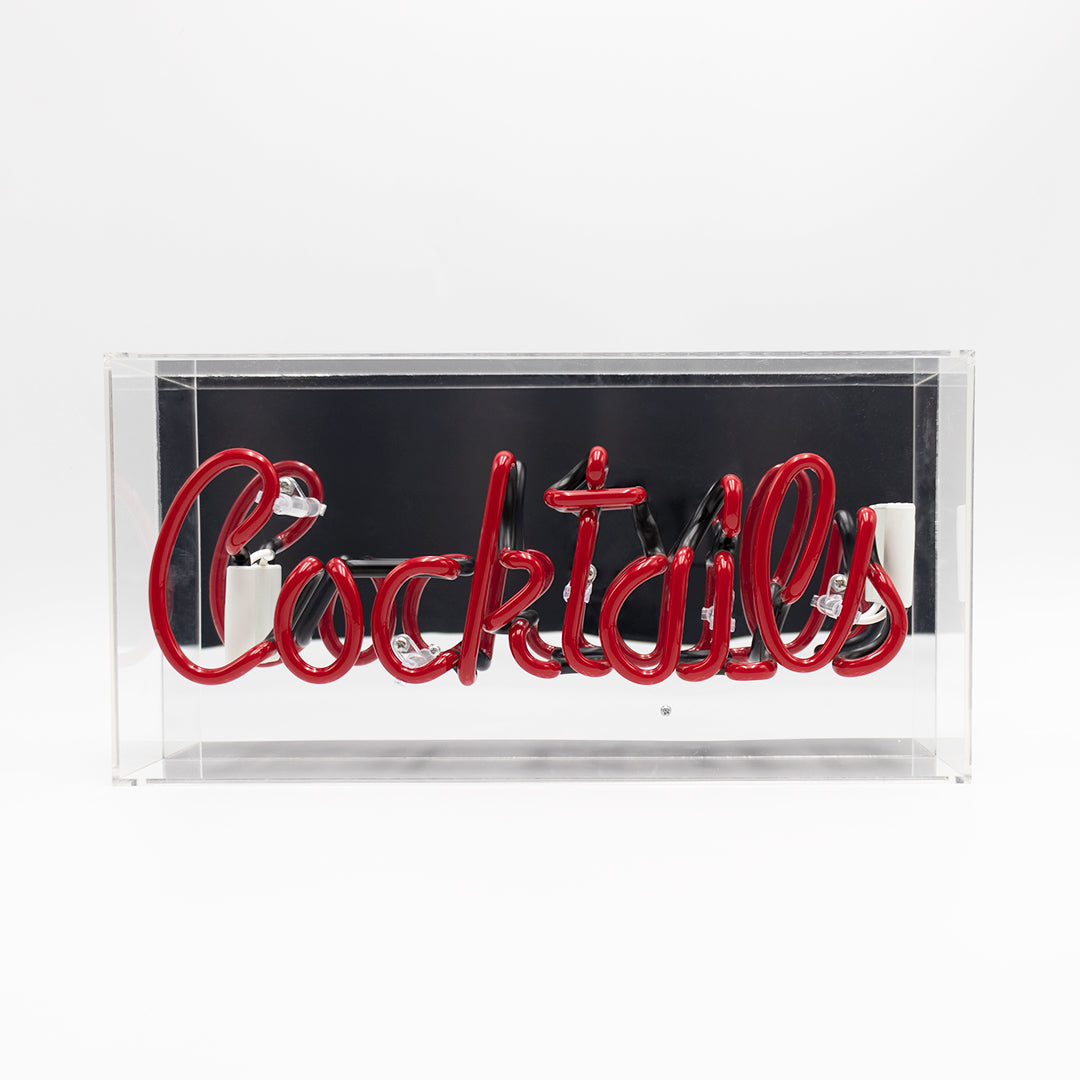 Red 'Cocktails' Acrylic Box Neon Light