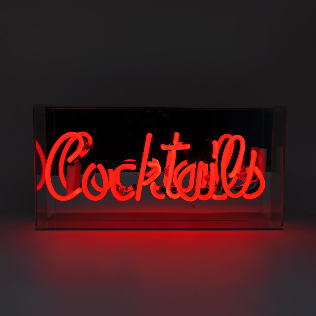 Red 'Cocktails' Acrylic Box Neon Light