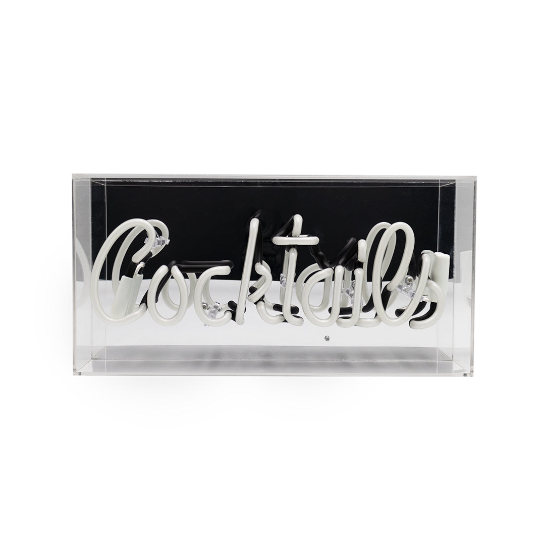 Pink 'Cocktails' Acrylic Box Neon Light