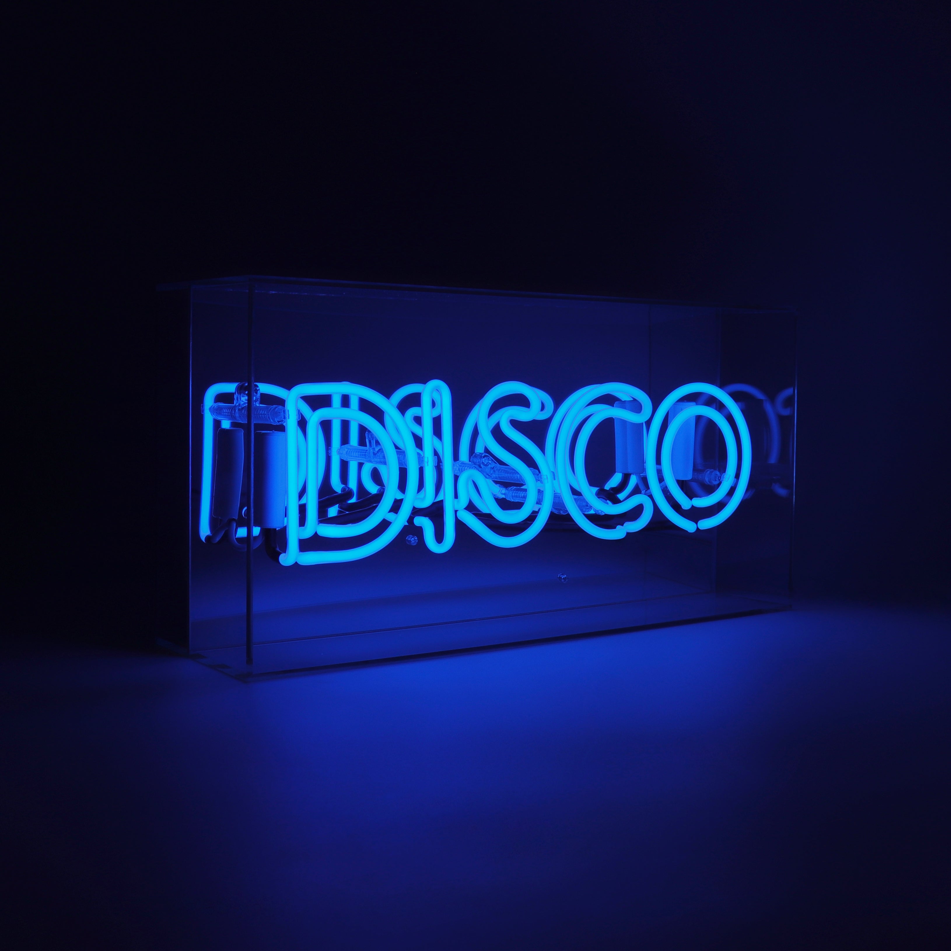 Yellow 'Disco' Acrylic Box Neon Light