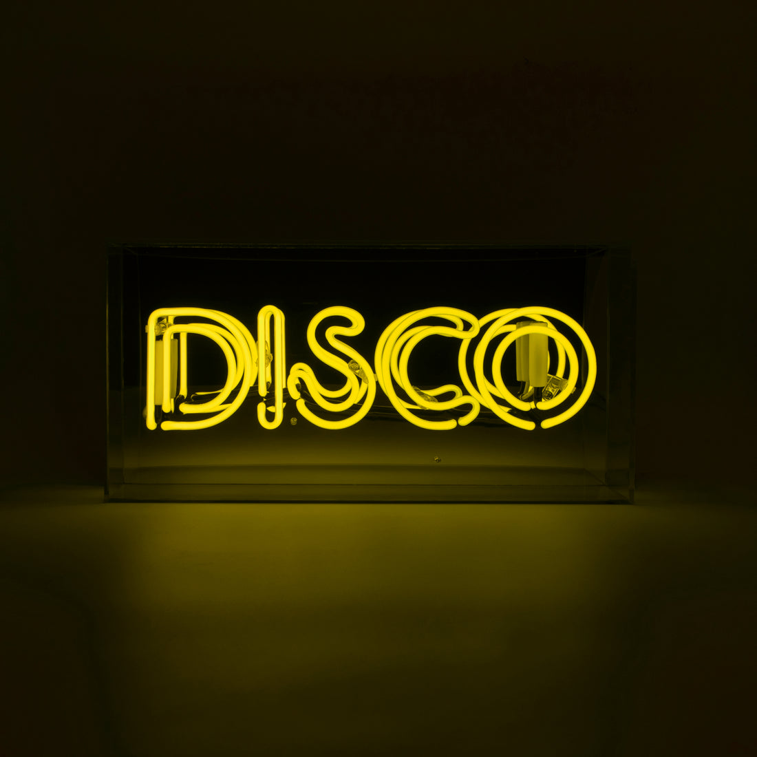 Yellow 'Disco' Acrylic Box Neon Light