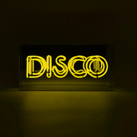 Yellow 'Disco' Acrylic Box Neon Light
