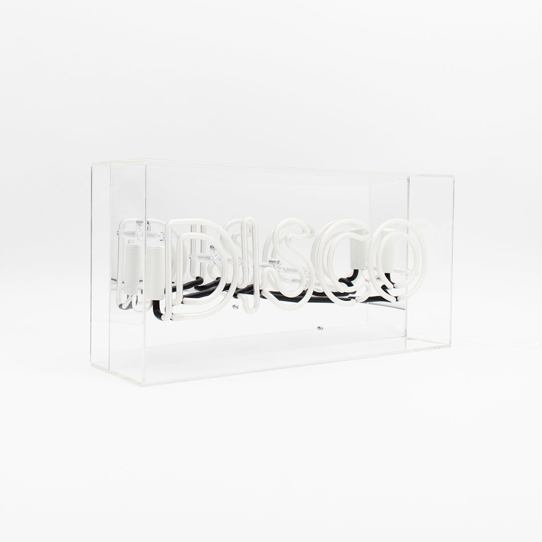 Yellow 'Disco' Acrylic Box Neon Light