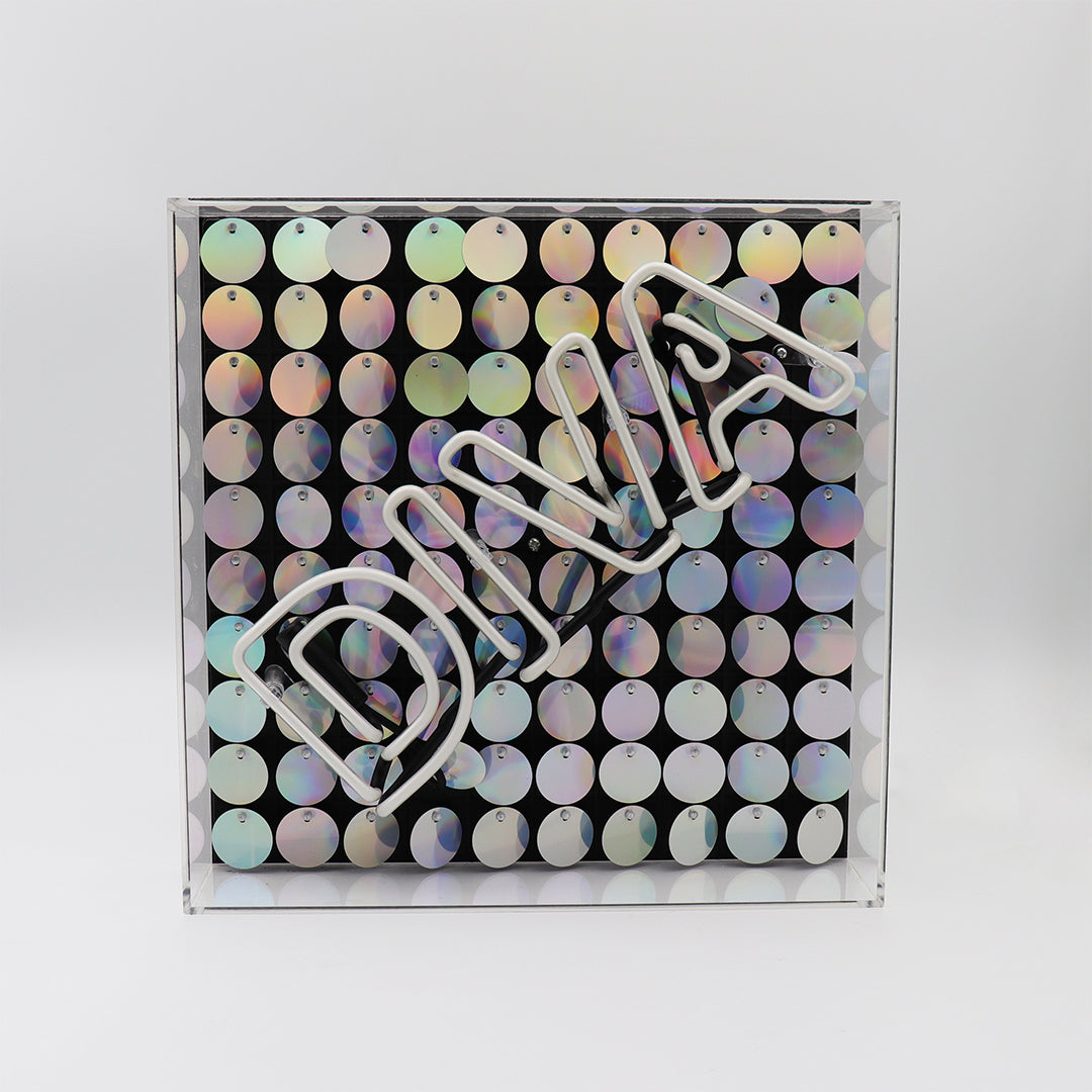 'Diva' Acrylic Box Neon Light with Sequins