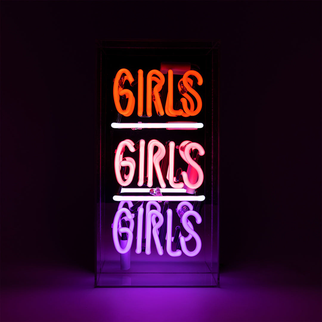 'Girls Girls Girls' Acrylic Box Neon Light
