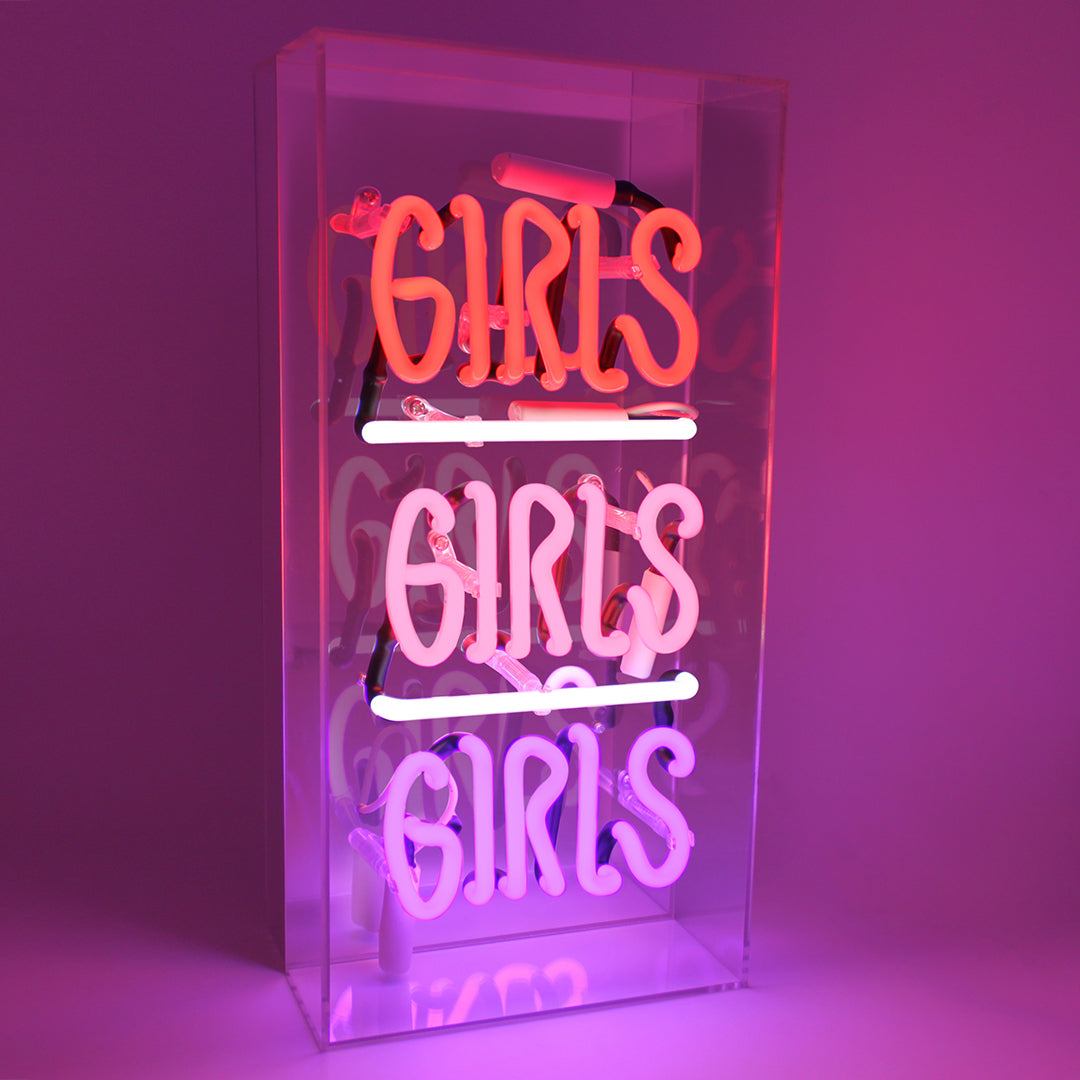 'Girls Girls Girls' Acrylic Box Neon Light