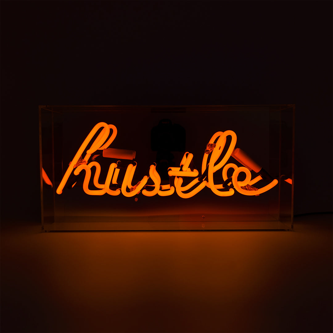 'Hustle' Acrylic Box Neon Light