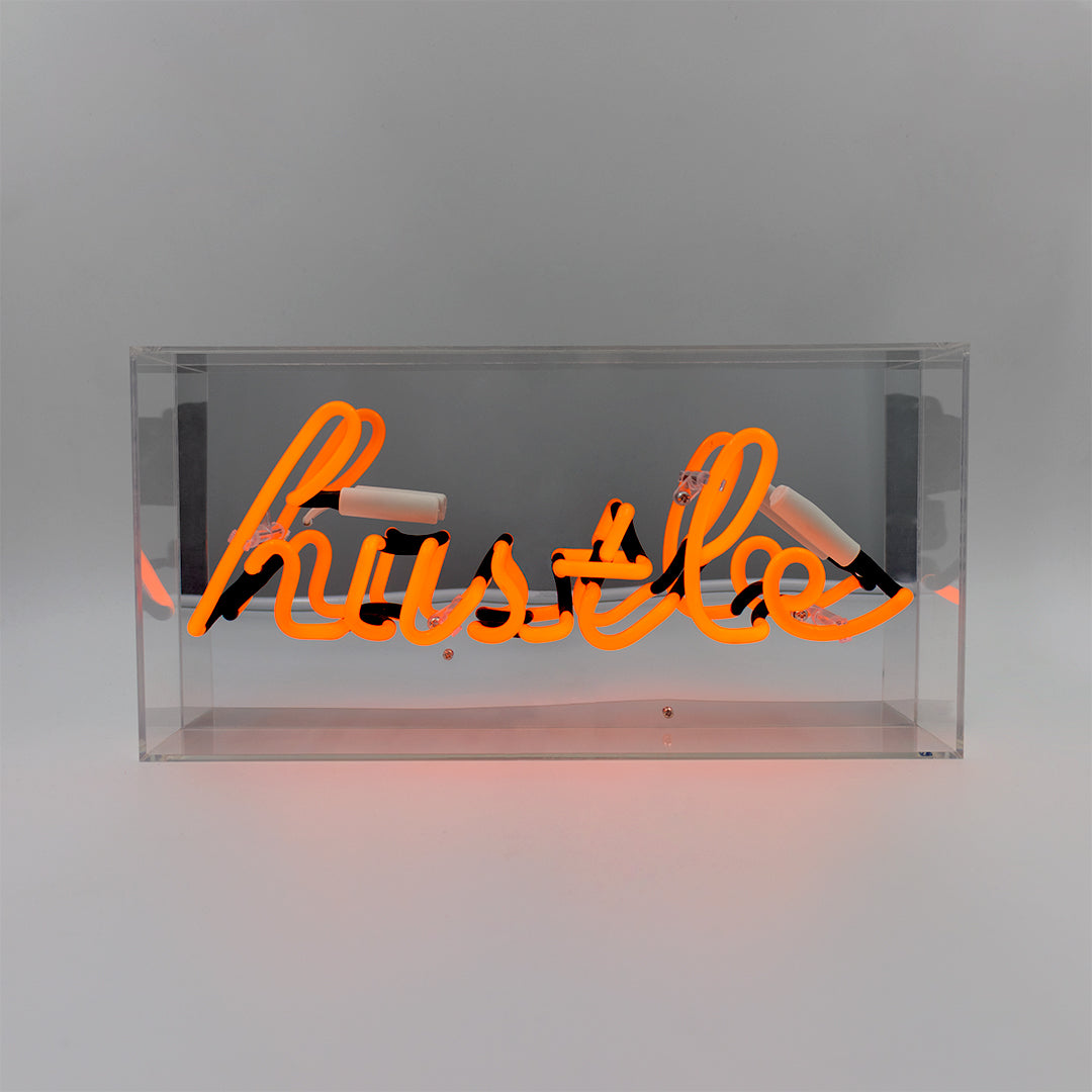 'Hustle' Acrylic Box Neon Light