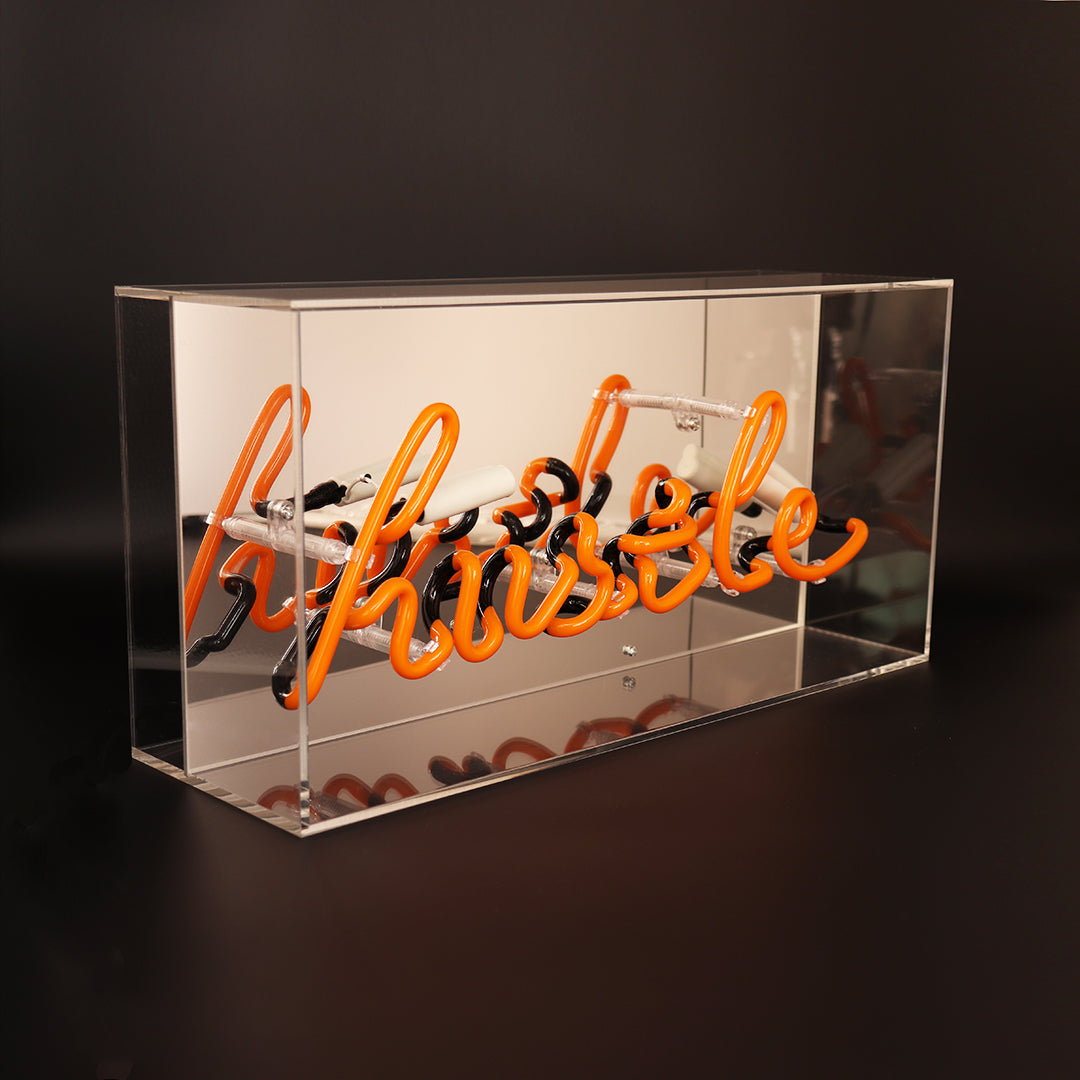 'Hustle' Acrylic Box Neon Light