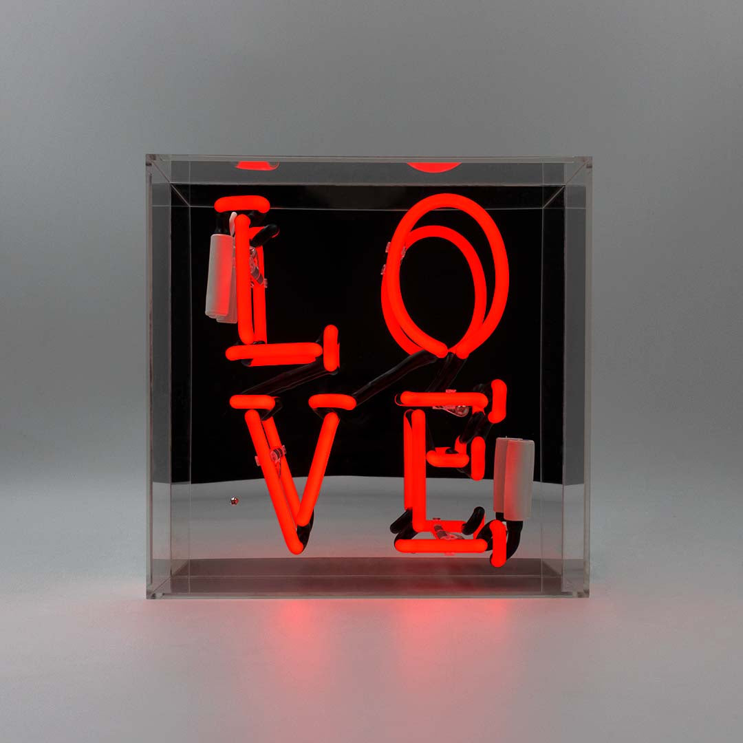 'Love' Glass Neon Sign - Red