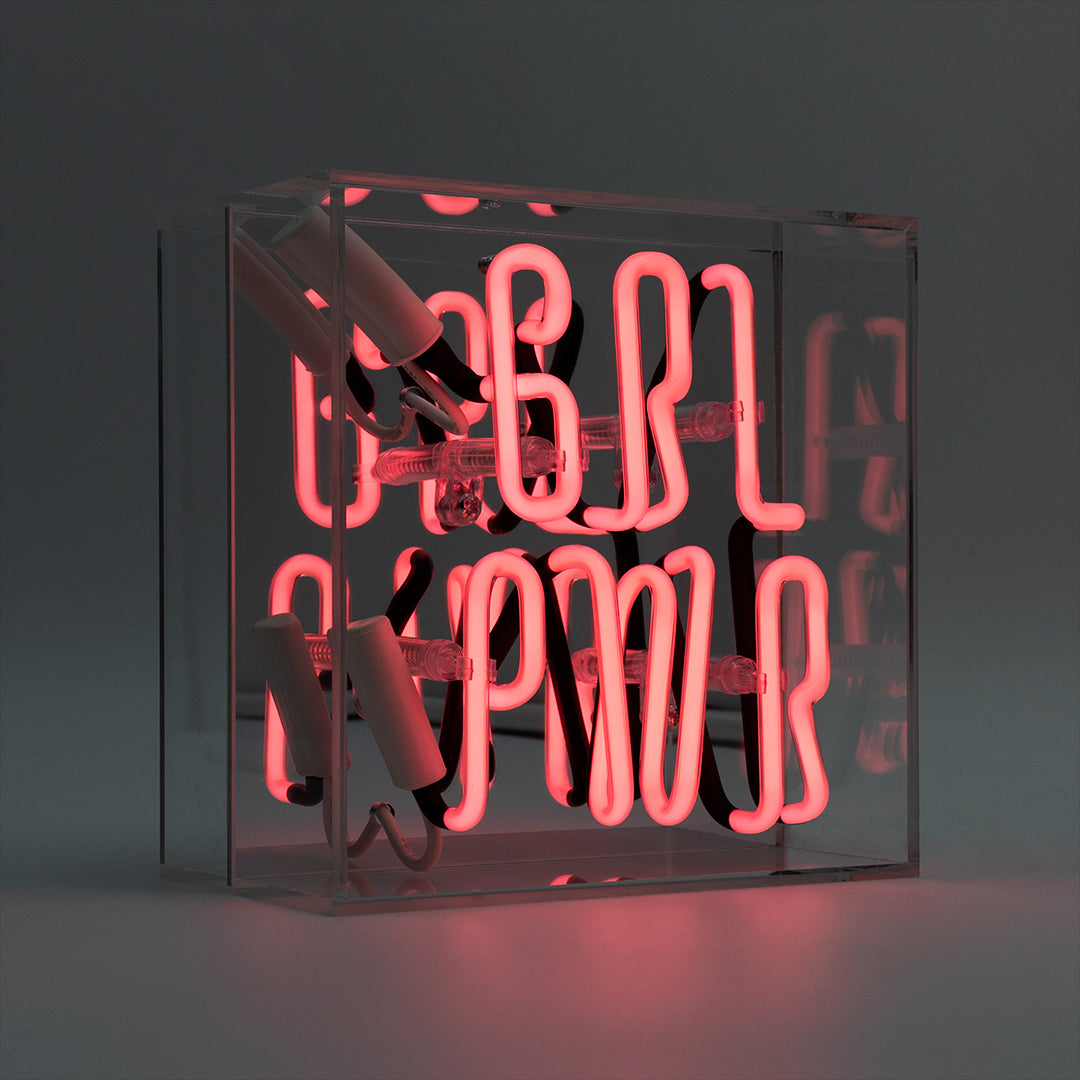 'Girl Power' Mini Acrylic Box Neon Light