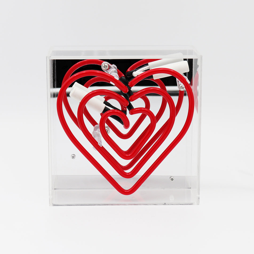'Heart' Mini Acrylic Box Neon Light