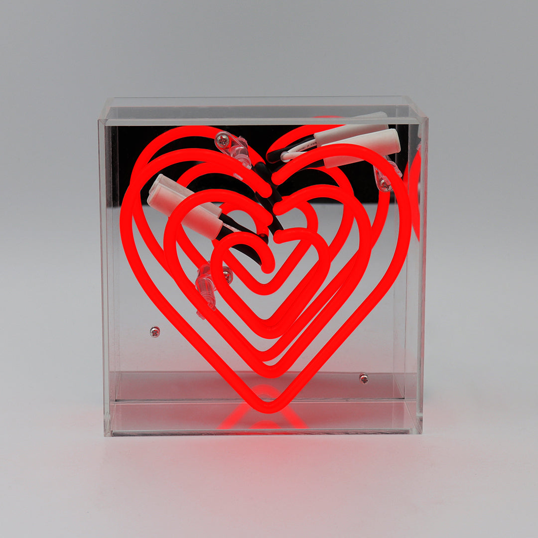 'Heart' Mini Acrylic Box Neon Light