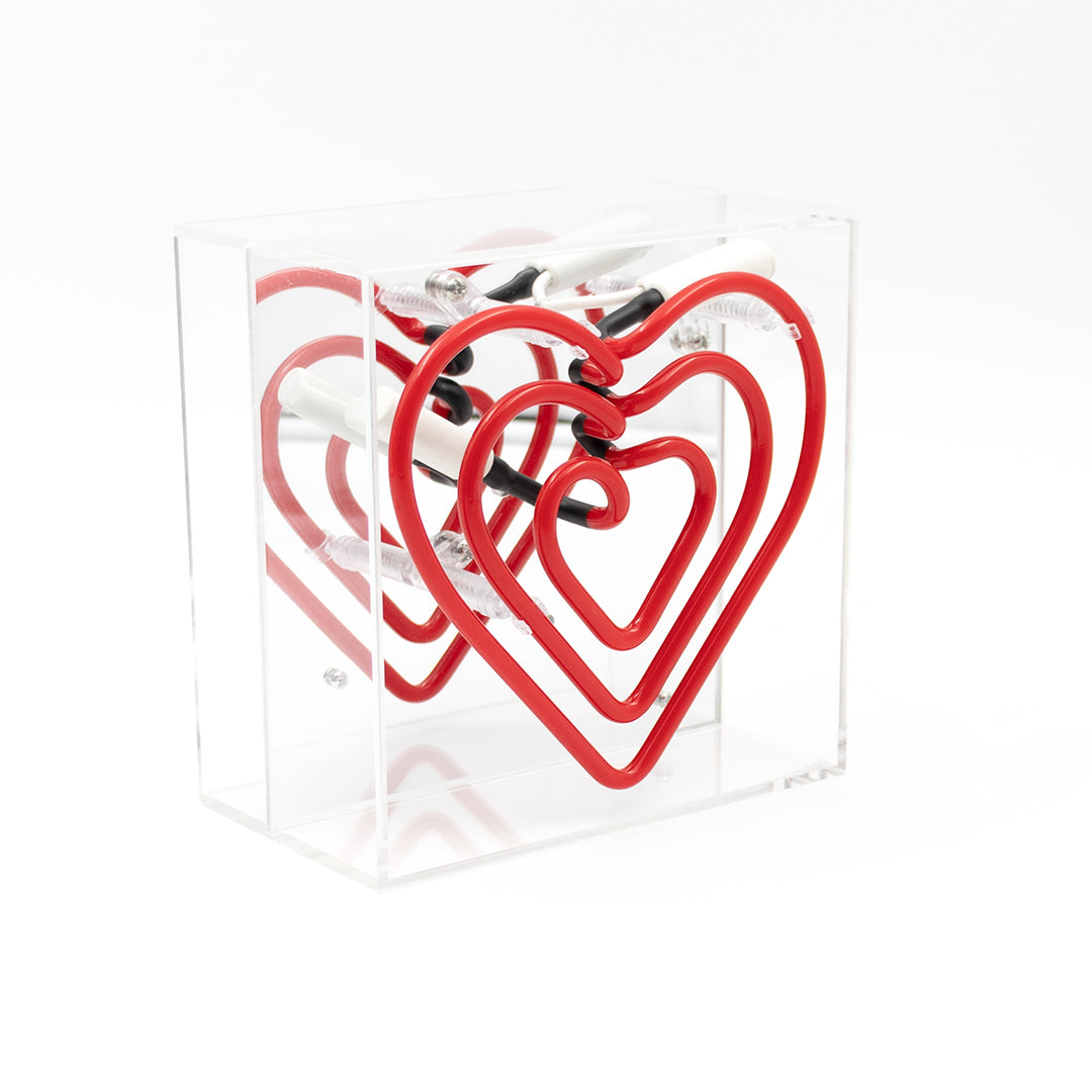'Heart' Mini Acrylic Box Neon Light