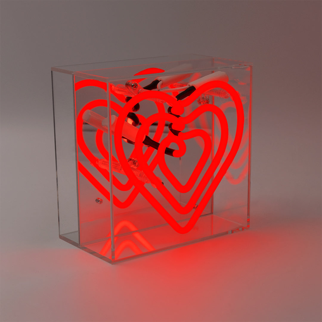 'Heart' Mini Acrylic Box Neon Light