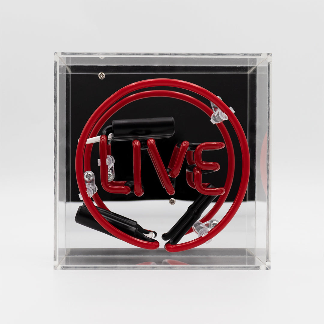 'Live' Mini Glass Neon Sign