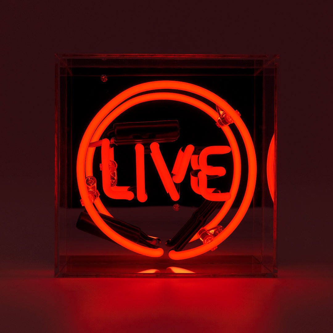 'Live' Mini Glass Neon Sign