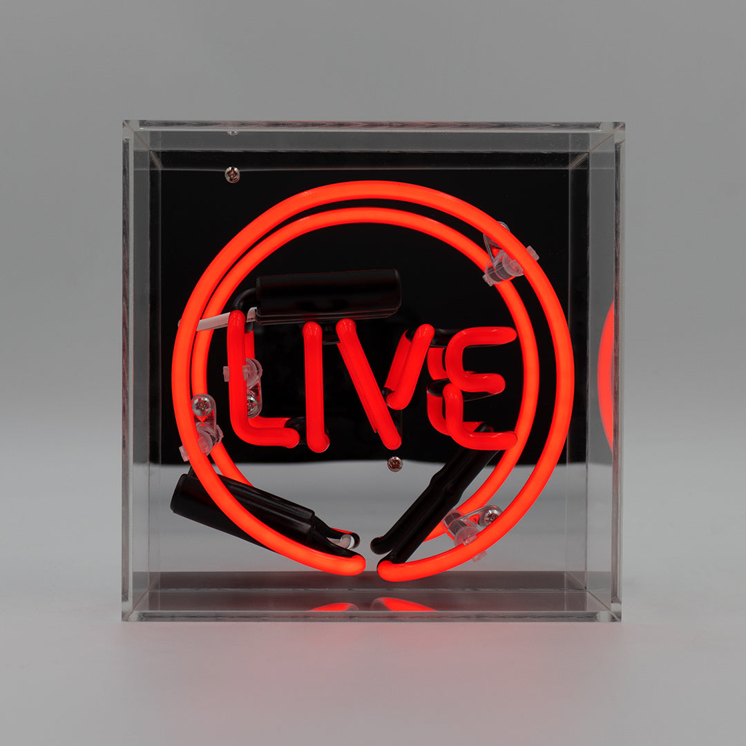 'Live' Mini Glass Neon Sign