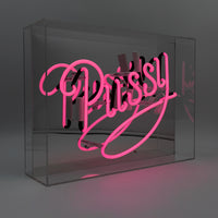 'Pussy' Acrylic Box Pink Neon Sign