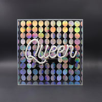 'Queen' Glass Neon Sign with Sequins