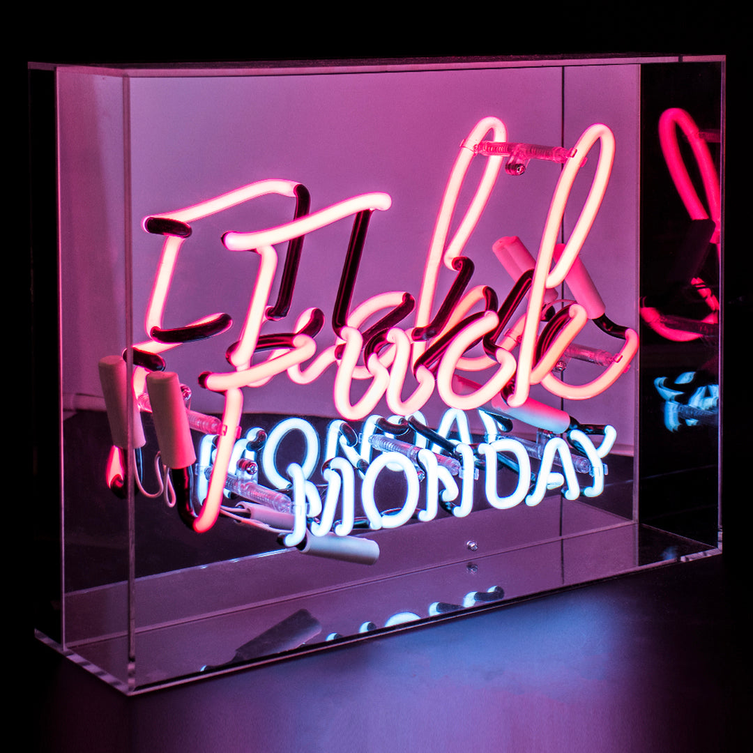 Pink 'Fuck Monday' Large Glass Neon Sign