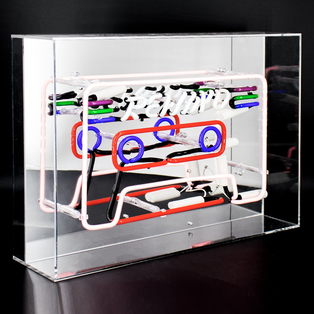 'Cassette' Large Glass Neon Sign