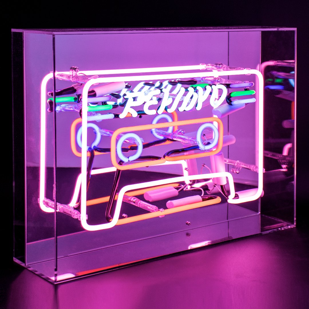 'Cassette' Large Glass Neon Sign