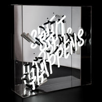 'Shit Happens' Large Glass Neon Sign