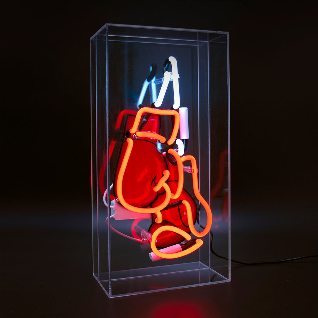 'Boxing' Large Acrylic Box Neon - Boxing Gloves with Graphic