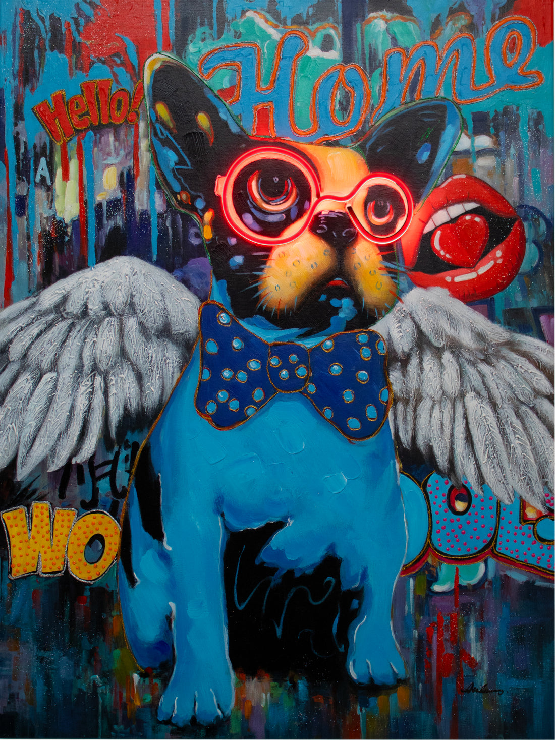 'Dog with Wings' Wall Artwork - LED Neon